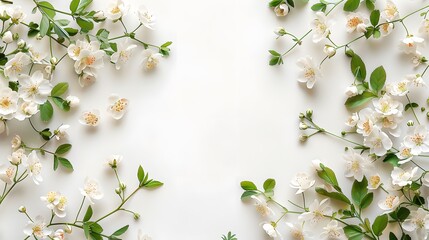 Floral and botanical background, Abstract pattern with spring flowers on a white background