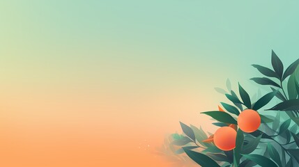 Behold a sunrise gradient background bursting with life, as radiant oranges melt into serene greens, igniting inspiration in graphic designs. - obrazy, fototapety, plakaty