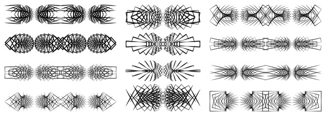 Abstract ornament set on white background. Maori neo tribal tattoo collection in gothic style. Vector illustration