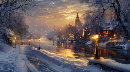 winter evening in the city