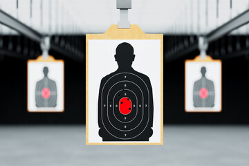 Indoor Shooting Range Session: Silhouette Target with Precision Bullseye