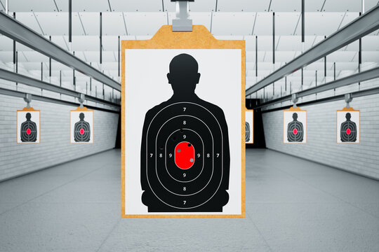 Comprehensive View of an Indoor Shooting Range with Precision Marked Targets