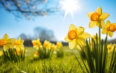 Fototapeta premium Daffodil flowers in the field