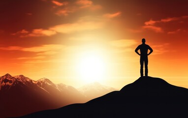 Male silhouette on sunrise background