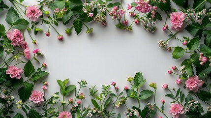 Floral and botanical background, Abstract pattern with spring flowers on a white background