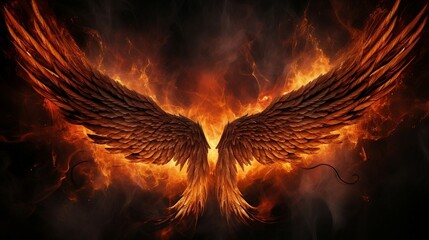 a picture of a fire bird on a black background