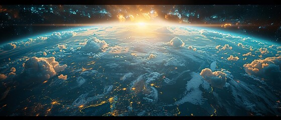 Planet Earth from space showing continents and clouds - obrazy, fototapety, plakaty