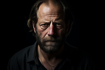 Portrait of an old man with a beard on a black background