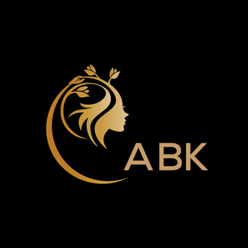 ABK letter logo. beauty icon for parlor and saloon yellow image on black background. ABK Monogram logo design for entrepreneur and business. ABK best icon.	
