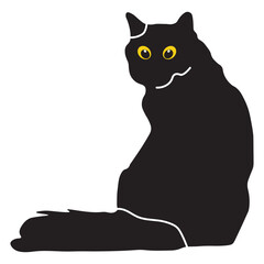 International Cat Day on 8 August. Black Silhouette on White Background. Vector Illustration.