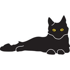 International Cat Day on 8 August. Black Silhouette on White Background. Vector Illustration.