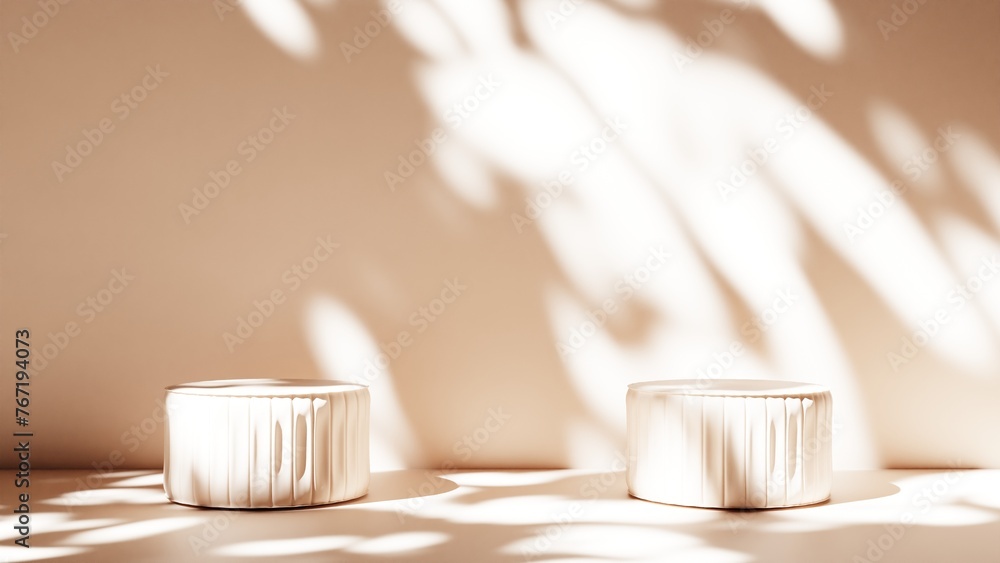Poster 3d rendering minimalist empty podium for product presentation. 3d product background with abstract s