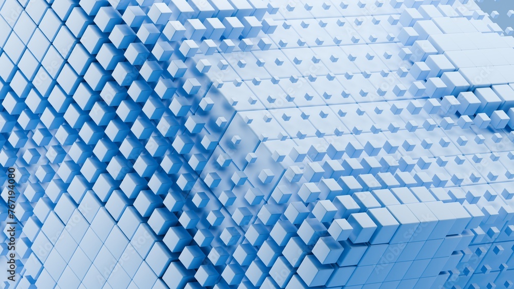 Poster 3d rendering abstract background with blue cube
