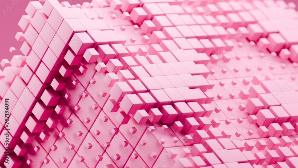 Poster 3d rendering abstract background with pink cube