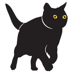 International Cat Day on 8 August. Black Silhouette on White Background. Vector Illustration.