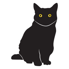 International Cat Day on 8 August. Black Silhouette on White Background. Vector Illustration.