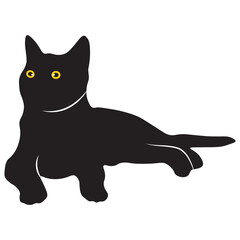 International Cat Day on 8 August. Black Silhouette on White Background. Vector Illustration.