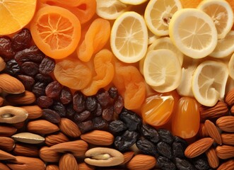 Obraz premium Group of Oranges and Dried Fruits