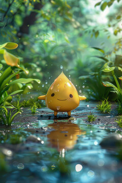 A teardrop-shaped friend that dances in puddles. Its laughter sounds like rain on a tin roof, and its cuteness is positively refreshing, cute creatures collection