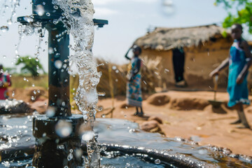 A village receiving clean water through a well, emphasizing the importance of access to safe drinking water