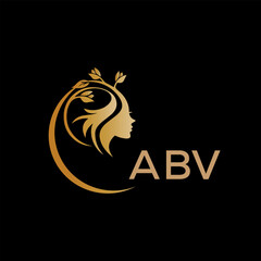 ABV letter logo. beauty icon for parlor and saloon yellow image on black background. ABV Monogram logo design for entrepreneur and business. ABV best icon.	
