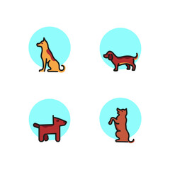 Dog line icon set. Pet, animal, puppy, badger dog. Animal care concept. Can be used for topics like veterinary, dog training, rescue.