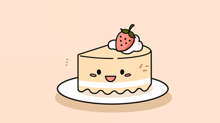 Hand drawn cartoon cute cake illustration
