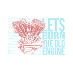 motorcycle engine sketch version vector graphic design  ideal for print an anybother purpose