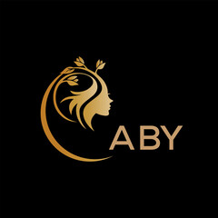 ABY letter logo. beauty icon for parlor and saloon yellow image on black background. ABY Monogram logo design for entrepreneur and business. ABY best icon.	
