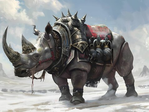 Majestic rhino, ancient armor, savannas quiet force