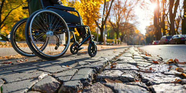 Rolling down the street, the wheelchair user encounters cracked sidewalks and potholes. They dream of smooth pathways that dont jostle their chair