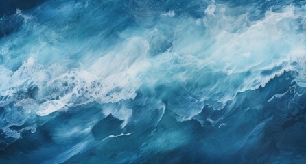 Blue and White Waves in the Ocean - obrazy, fototapety, plakaty