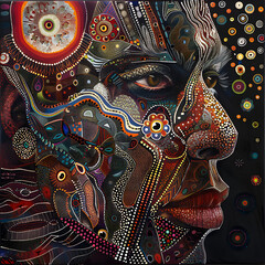 Fototapeta premium man with colorful painting