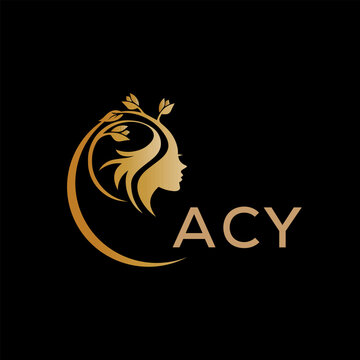 ACY letter logo. beauty icon for parlor and saloon yellow image on black background. ACY Monogram logo design for entrepreneur and business. ACY best icon.