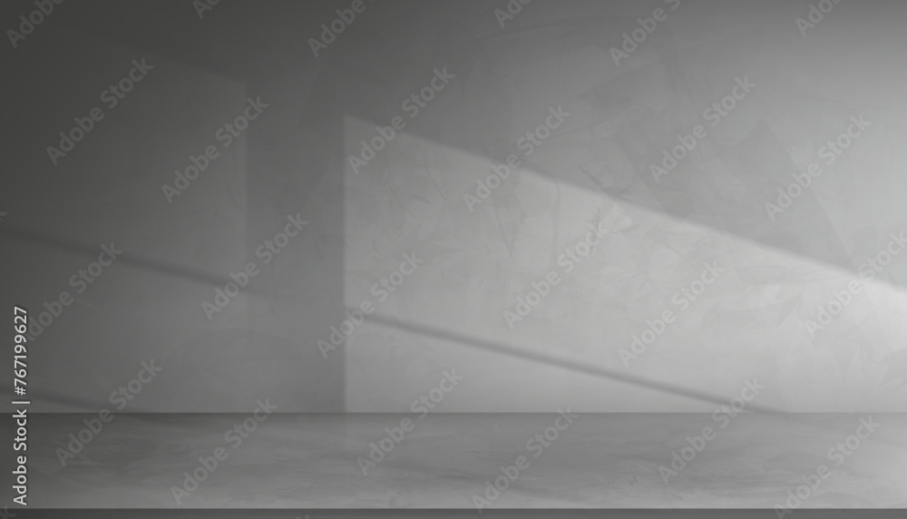 Poster empty studio room of grey cement wall texture background with light and window shadow,vector 3d back