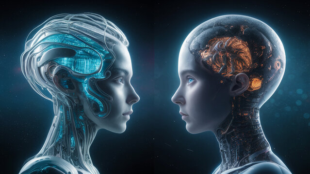 a look into the future. contact between human and artificial intelligence