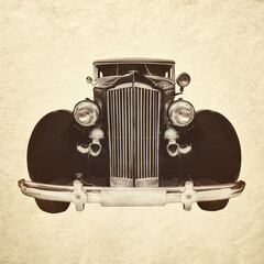 Sepia toned image of an early twentieth century luxury car
