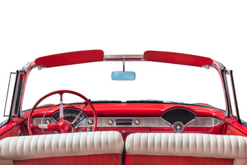 Driver view of a fifties American convertible car
