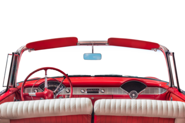 Driver view of a fifties American convertible car