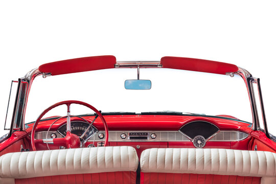 Driver view of a fifties American convertible car - Powered by Adobe