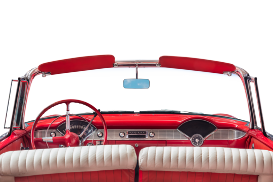 Driver view of a fifties American convertible car