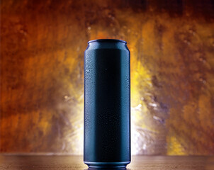 can mockup front view energy drink in can on dark background drink photo darkness