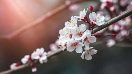 Retro toned spring blossom over blurred natural background