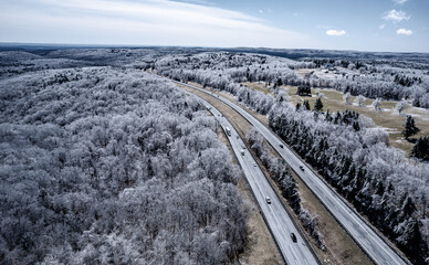 Ice covered landscape from an early spring storm 
-Interstate 90, Blandford, MA 