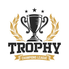 Trophy Tournament Badge Logo Design Vector Template