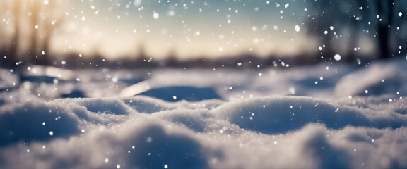 Paesaggio Innevato- Splendida Immagine Ultralarga di Fiocchi di Neve che Cadono su Dune di Neve