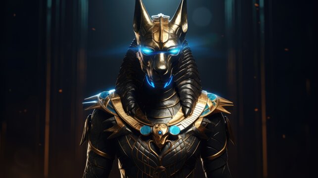 Anubis, god of ancient Egypt. The ancient Egyptian god of death and the world of the dead. Ai-generated.