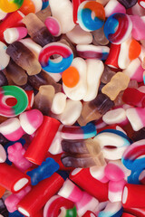 Tasty mix of jelly colorful candies.