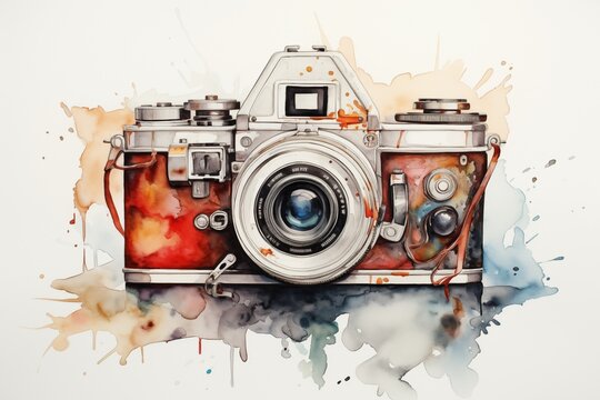 watercolor of camera 