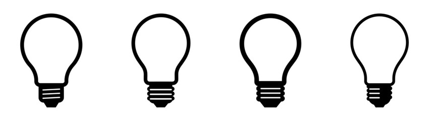 Bulb lamp icons set. Editable stroke. - obrazy, fototapety, plakaty